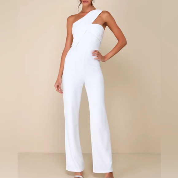 Lulus Pants - Lulus Elegant One-Shoulder Jumpsuit